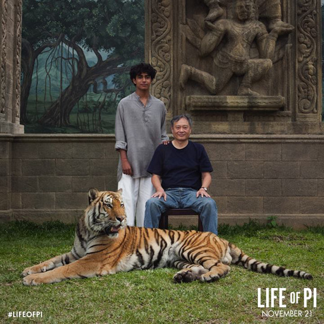 Suraj Sharma (Pi) with director Ang Lee. Photo from the 'Life of Pi' Facebook page