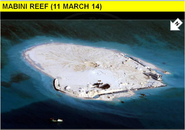 MABINI REEF. The Philippines slams China for its 'excessive reclamation' as shown in this photo dated March 11, 2014. Photo courtesy of DFA