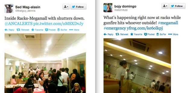 SHUTTERS DOWN. Citizen journalists live tweet what was going on inside the mall during the incident