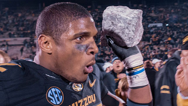 HEAVY HITTER. Michael Sam of University of Missouri is projected to be selected in the NFL Draft this week. Photo by Marcus Qwertyus/wiki commons