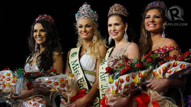 2012 WINNERS. [From left] Miss Earth Fire Camila Brant of Brazil; Miss Earth 2012 Tereza Fajksova of Czech Republic; Miss Earth Air Stephany Dianne Stefanowitz of the Philippines; and Miss Earth Water Osmariel Villalobos of Venezuela. All photos by Manman Dejeto