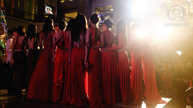 The winners at the after-party, all in red