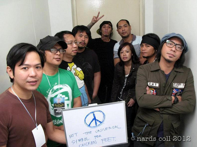 NO FAKING IT. Lourd De Veyra (far right) and the rest of Radioactive Sago Project frown upon lipsynching. Photo by Nards Coll, from the band’s Facebook group