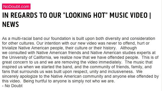 Screen shot from www.nodoubt.com
