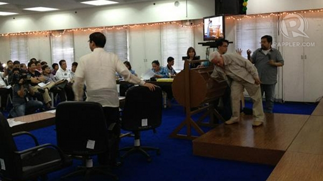 CLERICAL ERROR. Comelec Chair Sixto Brillantes Jr refuses to validate the results of the party-list raffle on Friday. Photo by Paterno Esmaquel II