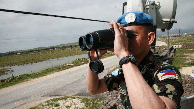 UN PEACEKEEPERS. File photo of a Filipino peacekeeper in the Golan Heights, Syria courtesy of Elmer Cato UN PEACEKEEPERS. File photo of a Filipino peacekeeper in the Golan Heights, Syria courtesy of Elmer Cato