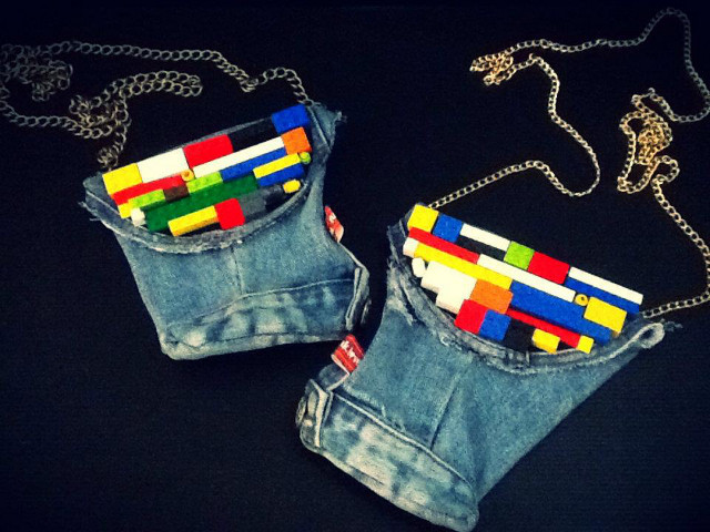 Popjunklove's 'lego-lized' denim pouches