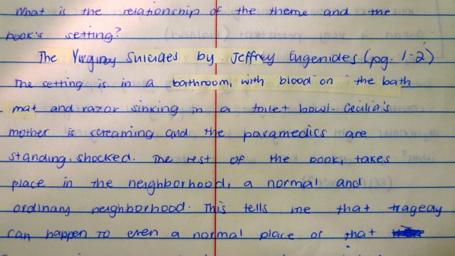 A PAGE FROM A grade 7 student’s reading journal