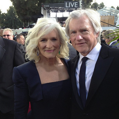 Glenn Close (left) in midnight blue