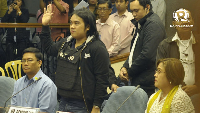 OATH. Benhur Luy takes his oath as hestifies in a Senate hearing. Photo by Leanne Jazul/Rappler