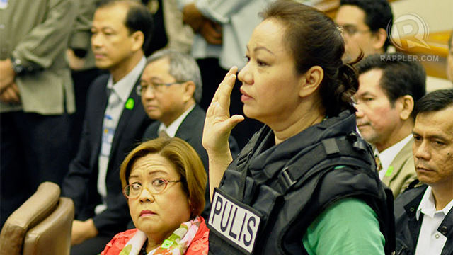 HOT SEAT. Janet Napoles at the Senate on Thursday, November 7.