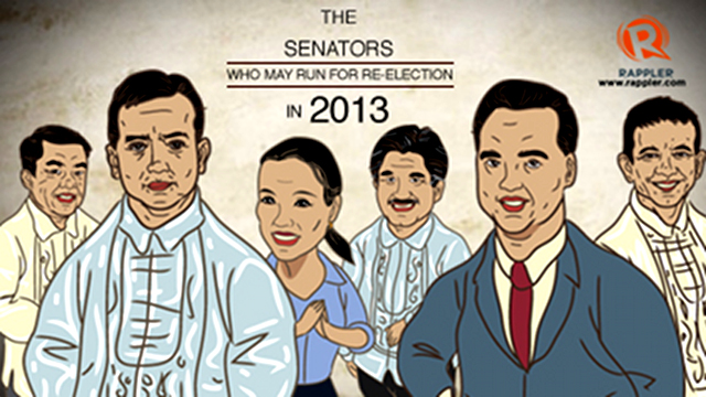 REELECTIONISTS. These senators may still run for reelection when their terms end in 2013: Koko Pimentel, Antonio Trillanes IV, Loren Legarda, Gregorio Honasan, Alan Peter Cayetano, Chiz Escudero