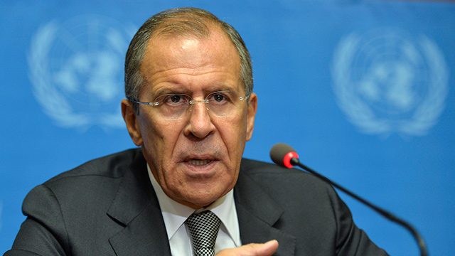 NO INTENTIONS ON UKRAINE. Russian Foreign Minister Sergei Lavrov speaks during a press conference on the situation in Syria, 26 August 2013. File photo by EPA/Maxim Shipenkov