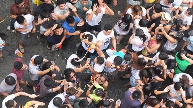 RAIN OF BEER. Booze flowed...on everyone