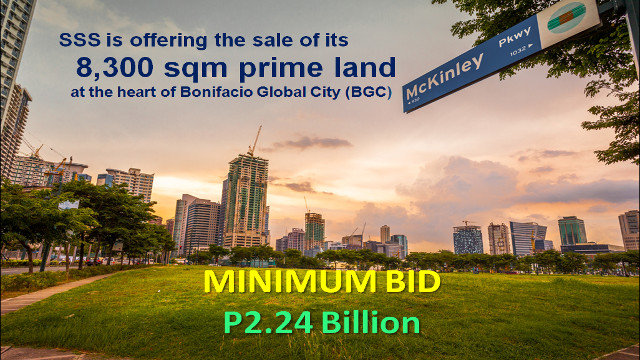 FOR SALE. Pension fund SSS is selling its property at the Fort in Taguig City. Photo of SSS presentation