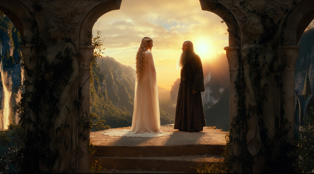Galadriel (Cate Blanchett) blesses Gandalf (Ian McKellen)