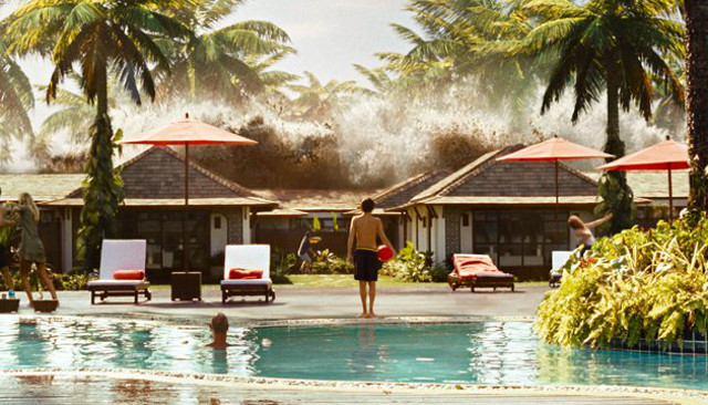 TIDAL RAGE. Tom Holland grounds to a halt at the sight of nature’s fury