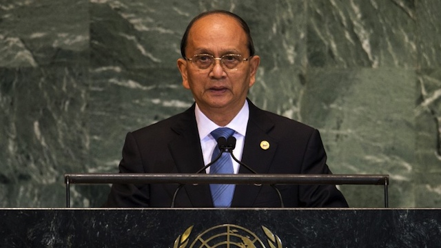 UNTHINKABLE. Thein Sein, President of the Republic of the Union of Myanmar, addresses the 67th United Nations General Assembly meeting September 27, 2012 at the United Nations in New York. AFP PHOTO / DON EMMERT