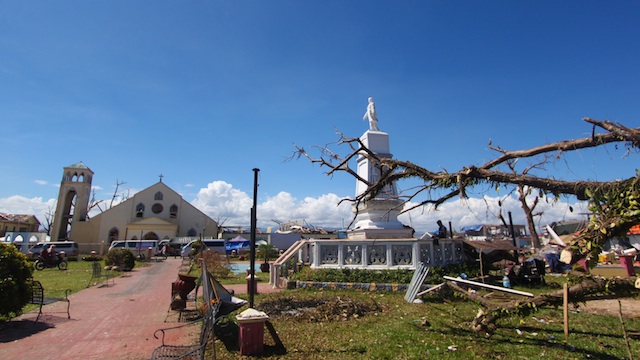 99% DESTROYED. Only this statue of Jose Rizal in the town plaza was left standing in Cateel. Photo by Karlos Manlupig