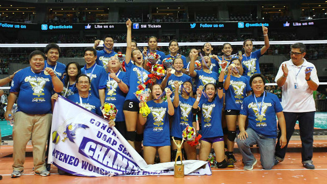 WE ARE THE CHAMPIONS. Ateneo poses after the historic event. Photo by Josh Albelda/Rappler
