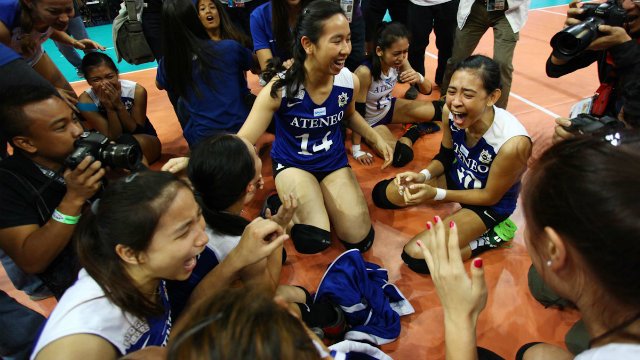 HEARTSTRONG. The Ateneo Lady Eagles celebrated their first ever UAAP women's volleyball title on Saturday night. Photo by Josh Albelda/Rappler