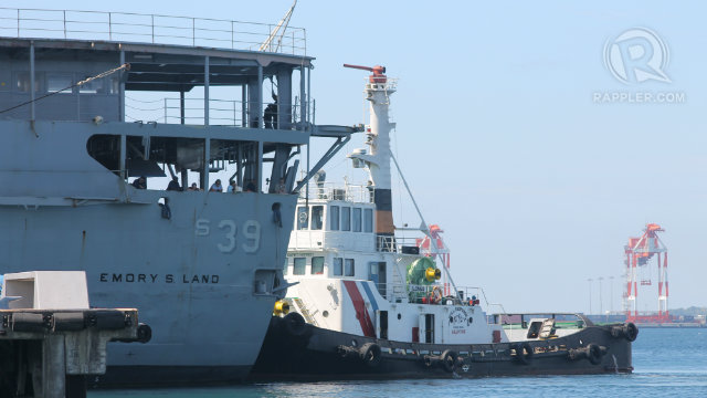 WASTE DUMPING. The US ship involved in a recent waste dumping controversy docks again at Subic. Photo by Randy Datu