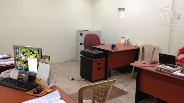 RAIDED OFFICE. The NBI seized the allegedly falsified receipts in this room in the Visayan Forum compound, according to VF officer Jerome Alcantara. Photo by Paterno Esmaquel II