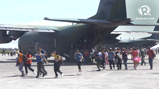 EVACUATION. C130s and other military equipment are valuable not just in times of war but also during calamities when people need to be evacuated and saved. Photo by Rappler