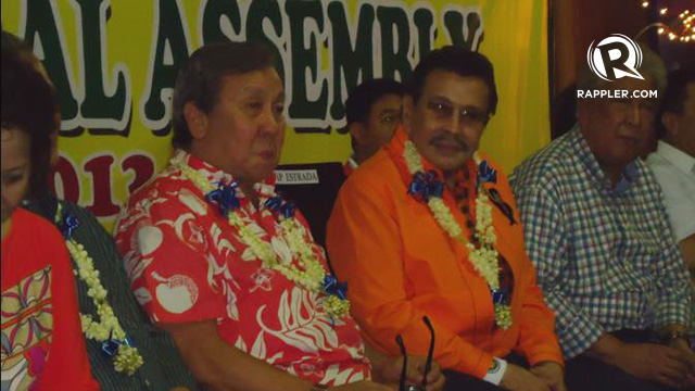 ALL AGAINST LIM. (From left) Former Manila Mayor Lito Atienza, Estrada, and 5th district Rep. Amado Bagatsing. Photo by Jerald Uy