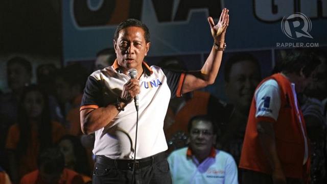 ‘UNHEARD OF.’ Vice President Jejomar Binay says it is unheard of for the President of the Philippines to campaign with just one senatorial bet in tow. The statement was a swipe against Team PNoy, whose 11 candidates did not show up in an Iloilo sortie with the president earlier this month. File photo by Rappler/Franz Lopez 