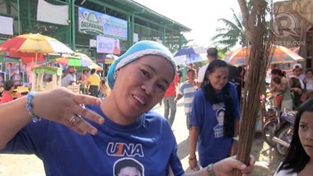COMBINING SLOGANS. Zubiri supporter Hadji Sara plays around with UNA bets' slogans saying, "Walisin ang mga trapo sa Senado, maka-Migz kami." 